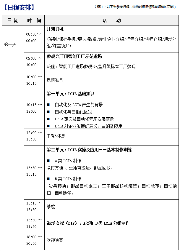 2018年12月份LCIA低成本自動化課程招生啦！